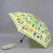ポリエステルサテンプリント55cm 3段ミニ傘 グリーン [001432056-4322 グリーン]