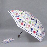 ポリエステルサテンプリント55cm 3段ミニ傘 ベージュ [001432056-4322 ベージュ]