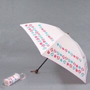 ポリエステル リンゴ柄 55cm 3段ミニ傘 ピンク [001432356-4323 ピンク]