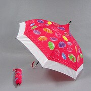 ポリエステル 傘柄 55cm 2段折り傘 パゴダ 赤 [001432846-4328 赤]