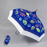 ポリエステル 傘柄 55cm 2段折り傘 パゴダ 紺 [001432846-4328 紺]
