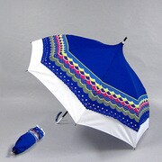 ポリエステル ボーダー柄 55cm 2段折り傘 パゴダ 紺 [001432846-4329 紺]