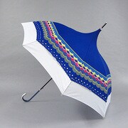 ポリエステル ボーダー柄 58cm ジャンプ傘 パゴダ 紺 [001432866-4329 紺]
