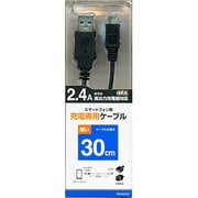スマートフォン専用 2.4A高出力充電器対応 USB充電専用ケーブル 30cm ブラック RBHE230 BK