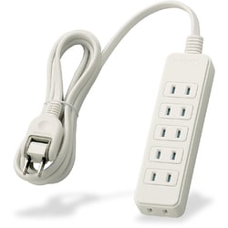 ほこり防止シャッター付 スイングプラグ電源タップ 6個口 2m ホワイト T-ST02-22620WH