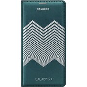 Nicholas Kirkwood GALAXY S5用フリップカバー グリーン+シルバーシェブロン