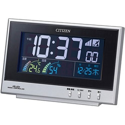 P 6-1 未使用 リズム時計 CITIZEN パルデジットネオン 120F 8RZ120-N02 電波時計 目覚まし時計