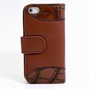 ASP-IP5KRO-BR [iPhone5/5s クロコ横開きレザーケース ブラウン]