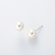 シリコンキャッチ付 K18WG　パール9.0mmup　ピアス