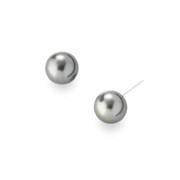 シリコンキャッチ付 K18WG　ブラックパール9.0mm　ピアス
