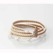 レギュラートリプル巻 ピンクゴールド/ホワイトレザー トグル/ガウディ エイムワイヤ No,24 ラップブレス