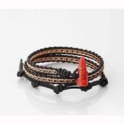 レギュラーダブル巻 ピンクゴールド/ブラックレザー トグル/エレメント エイムワイヤ No,30 ラップブレス