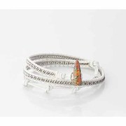 レギュラーダブル巻 シルバー/ホワイトレザー トグル/ガウディ エイムワイヤ No,31 ラップブレス