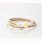 レギュラーダブル巻 ゴールド/ホワイトレザー トグル/ハニー エイムワイヤ No,32 ラップブレス