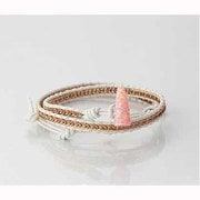 レギュラーダブル巻 ピンクゴールド/ホワイトレザー トグル/ピーチ エイムワイヤ No,33 ラップブレス