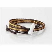 レギュラーダブル巻 ゴールド/ブラウンレザー トグル/ナチュラル エイムワイヤ No,35 ラップブレス