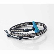 レギュラーダブル巻 シルバー/ネイビーレザー トグル/アース エイムワイヤ No,40 ラップブレス