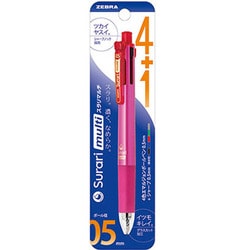 多機能ペン スラリマルチ ボール径：0.5mm ノック式 インク色：4色（黒・青・赤・緑） シャープペン芯径：0.5mm 本体色：ピンク エマルジョン グラスカット加工 パック仕様 P-B4SAS11-P