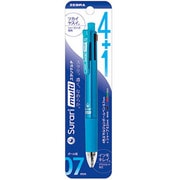 多機能ペン スラリマルチ ボール径:0.7mm ノック式 インク色:4色(黒・青・赤・緑) シャープペン芯径:0.5mm 本体色:ライトブルー エマルジョン グラスカット加工 パック仕様 P-B4SA11-LB