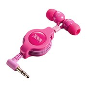 ステレオイヤホン 巻き取り式 ピンク MM-HP120P