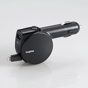 LPA-CCI06L10BK [シガーチャージャー Lightningコネクタ ケーブル巻取式 2.1A ブラック]