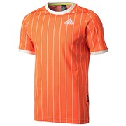 F95113 [CEL ピンストライプ ショートスリーブTシャツ 半袖 DDW76 メンズ Lサイズ オレンジ]