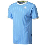 F95114 [CEL ピンストライプ ショートスリーブTシャツ 半袖 DDW76 メンズ Oサイズ バヒアライトブルーS14]