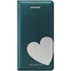 GALAXY S5専用 防水フリップカバー 液晶保護フィルムなし グリーン＋シルバーハート EF-WG900RGEG