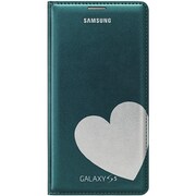 GALAXY S5専用 防水フリップカバー 液晶保護フィルムなし グリーン+シルバーハート EF-WG900RGEG