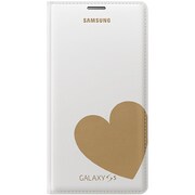 GALAXY S5専用 防水フリップカバー 液晶保護フィルムなし ホワイト+ゴールドハート EF-WG900RFEG
