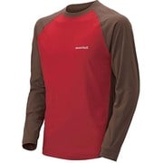 1104718 [WIC.ラグランロングスリーブTシャツ メンズ S カーキ×ディープレッド]