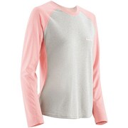 1104719 [WIC.ラグランロングスリーブTシャツ レディース S ペールピンク×ヘザーチャコール]