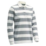 1104783 [WIC.ラガーシャツ ロングスリーブ レディース L シルバー×ホワイト]
