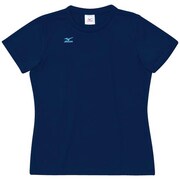 86TF24014 [Tシャツ レディース L ネイビー（ロゴ刺繍：ターコイズ）]