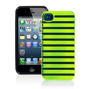 ICP5066-GN [Stripe Pc/tpu iPhone 5/5s Case Neon Green/black]