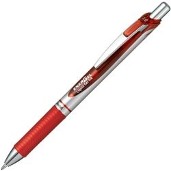 ゲルインキボールペン ENERGEL（エナージェル） 1.0mm ノック式 インク色：赤 本体色：シルバー 砲弾チップ 太字 速乾 BL80-B