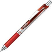 ゲルインキボールペン ENERGEL(エナージェル) 1.0mm ノック式 インク色:赤 本体色:シルバー 砲弾チップ 太字 速乾 BL80-B