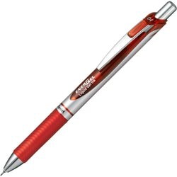 ゲルインキボールペン ENERGEL（エナージェル） 0.4mm ノック式 インク色：赤 本体色：シルバー ニードルチップ 速乾 BLN74-B