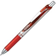 ゲルインキボールペン ENERGEL(エナージェル) 1.0mm ノック式 インク色:赤 本体色:シルバー 砲弾チップ 太字 速乾 ポリシース仕様 XBL80-B
