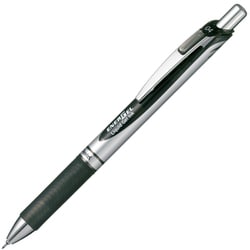ゲルインキボールペン ENERGEL（エナージェル） 0.4mm ノック式 インク色：黒 本体色：シルバー ニードルチップ 速乾 ポリシース仕様 XBLN74-A