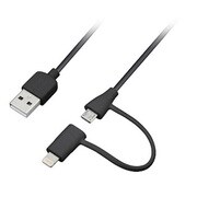 Lightning/microUSB-USB 充電・データ転送ケーブル 1m ブラック GH-ALTMBA1-BK
