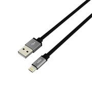 Lightning 充電&同期用 アルミニウムカラー フラットケーブル 1m ブラック AL-ALC10K