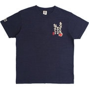 BUB0809 [言魂ことだま 無理矢理笑えば福来る つむぎ天竺 半袖Ｔシャツ L インディゴ]