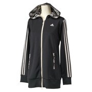 S03516 [W ADIDASBLOOM ジャージロングパーカー ITX21 レディース Sサイズ ブラック]