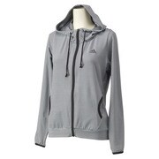 S04708 [W ACTIVETRAINING 裏起毛ボーダー フード付きジャケット JED73 レディース J/M ブラック/クリアグレー]