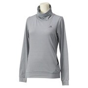 S04720 [W ACTIVETRAINING 裏起毛ボーダー ハイネック長袖 T シャツ JED76 レディース J/OT ブラック/クリアグレー]