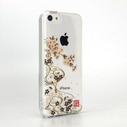 SP1226 [iPhone5c用 和彩美「ふるる」 堅装飾カバー 透し 夜桜に流水]