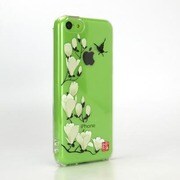 SP1227 [iPhone5c用 和彩美「ふるる」 堅装飾カバー 透し 木蓮に蝶]