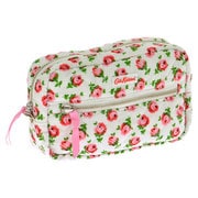 424486 [Quilted Double Zip Cosmetic Bag Button Rose]