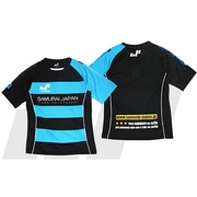SJ0071 [切替ボーダー プラクティスシャツ XL ブラック×ターコイズ/002]